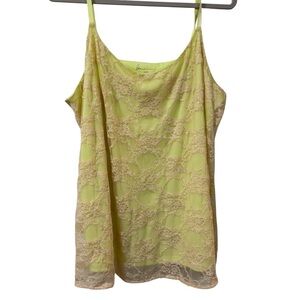 Lane Bryant Yellow cami with lace overlay adjustable straps women’s size 18/20